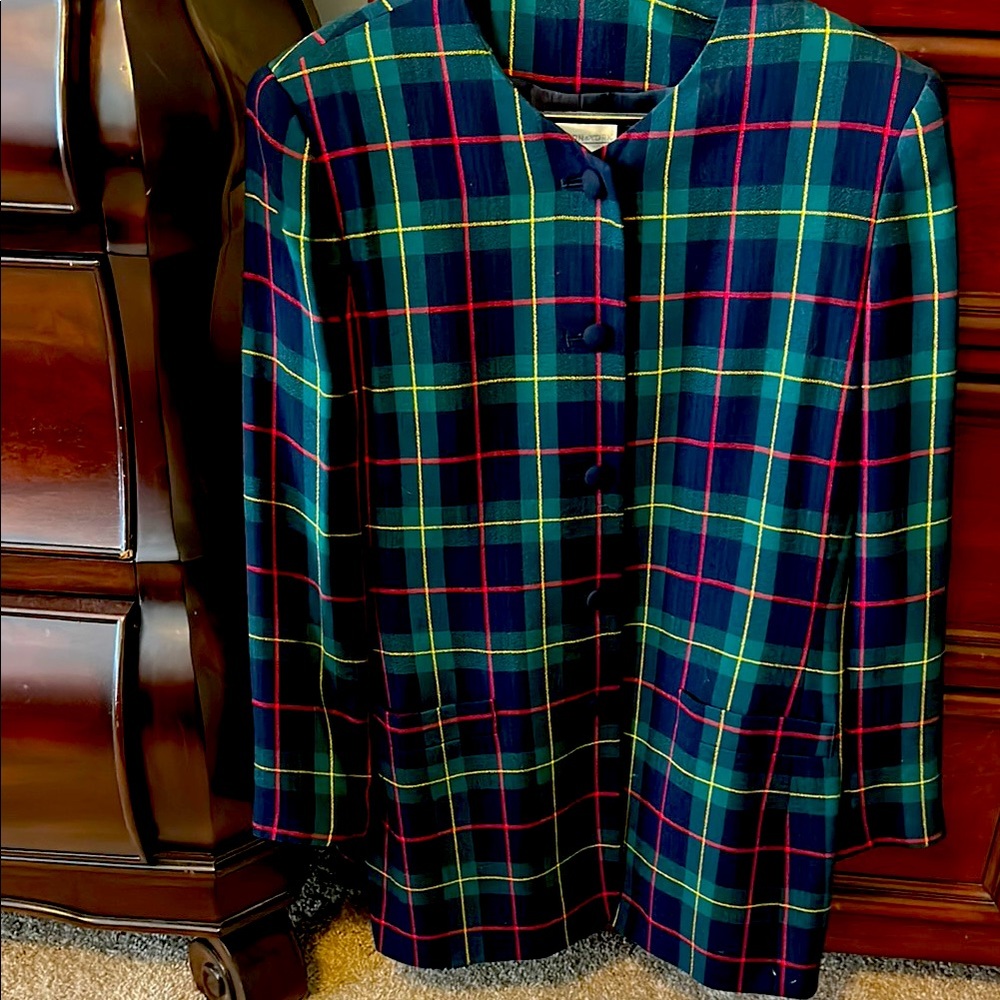 Preston & York Blue and Red Blazer Classic Plaid Design